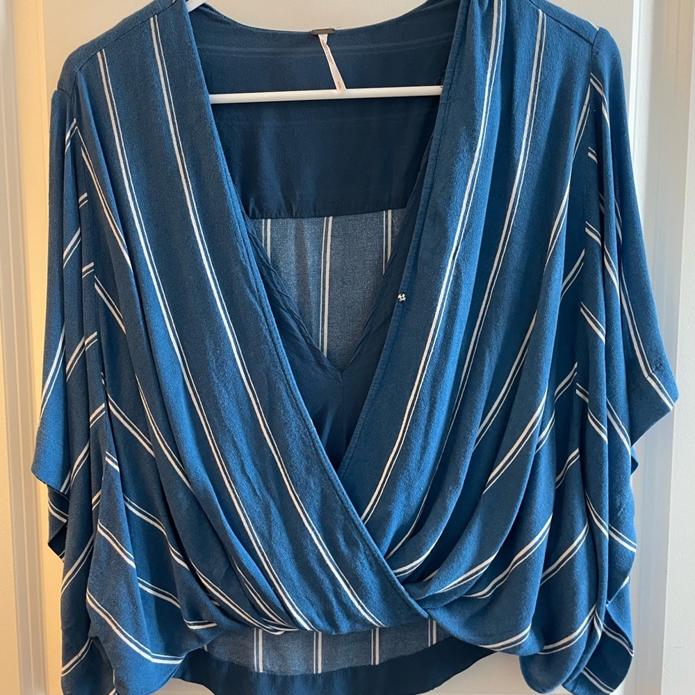 Blue Free People Blouse perfect for this weather.